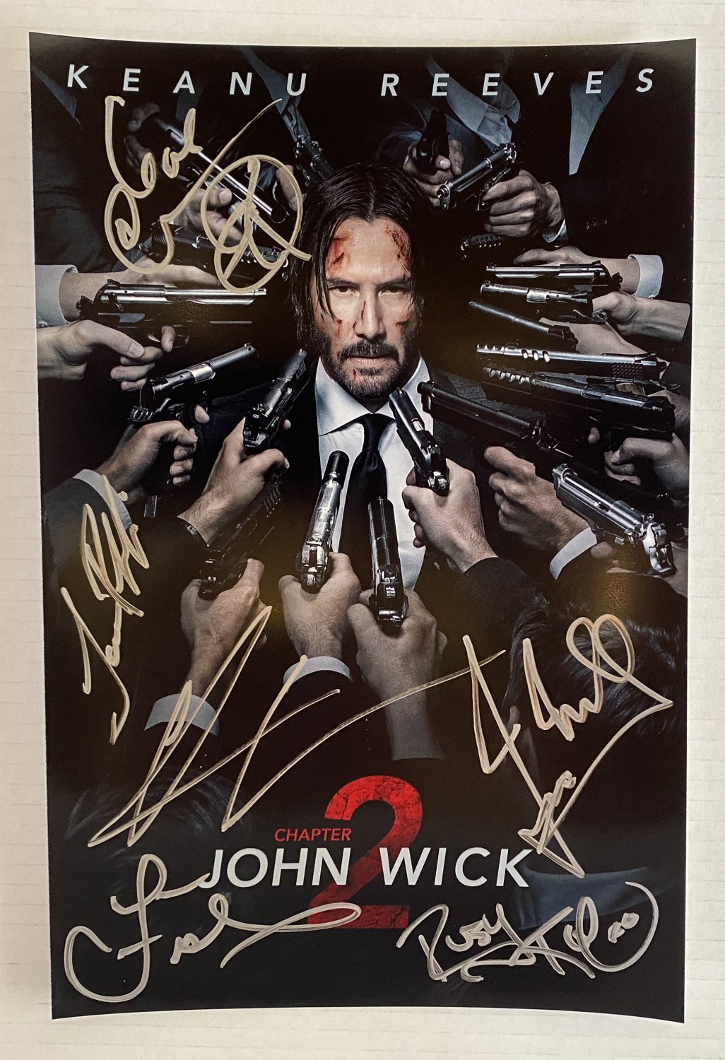 JOHN WICK Chapter 2 Cast(x6) Authentic Hand-Signed Keanu Reeves 11x14  Photo