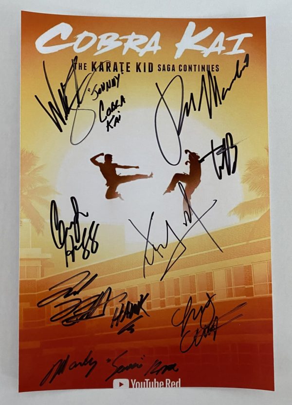 Cobra Kai cast signed autographed 8×12 photo Macchio Prime Autographs - Top Celebrity Signatures Celebrity Signatures