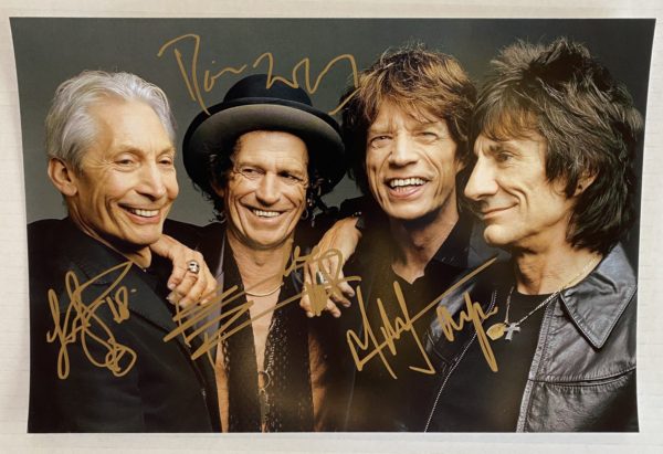 The Rolling Stones band signed autographed 8×12 photo Mick Jagger Charlie Watts autographs Prime Autographs - Top Celebrity Signatures Celebrity Signatures