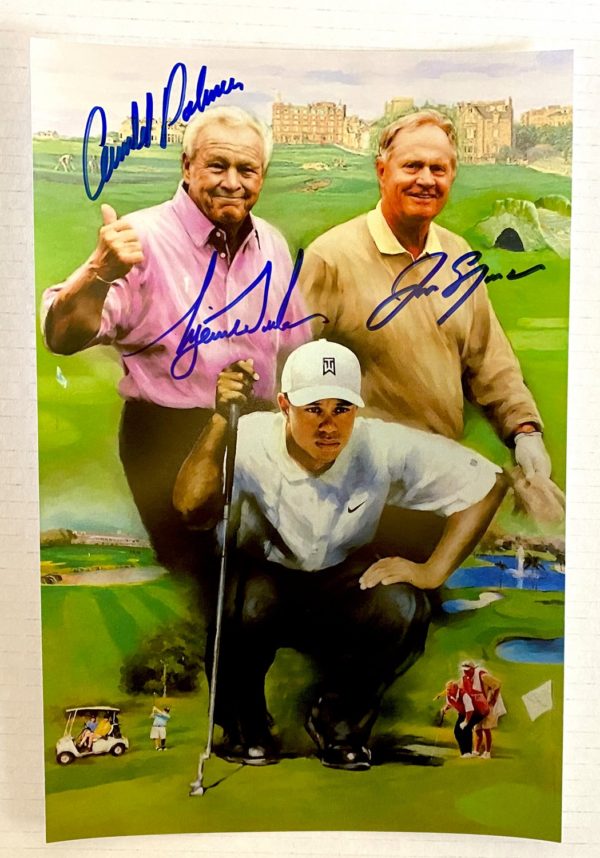 Tiger Woods Jack Nicklaus Palmer signed autograph 8×12 Prime Autographs - Top Celebrity Signatures Celebrity Signatures