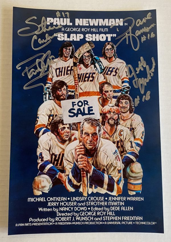 Slapshot cast signed autographed 8×12 photo Newman Carlson Prime Autographs - Top Celebrity Signatures Celebrity Signatures