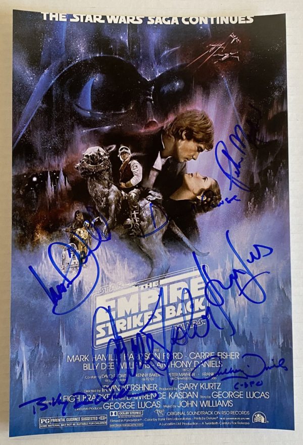 Star Wars The Empire Strikes Back cast signed autograph 8×12 Prime Autographs - Top Celebrity Signatures Celebrity Signatures