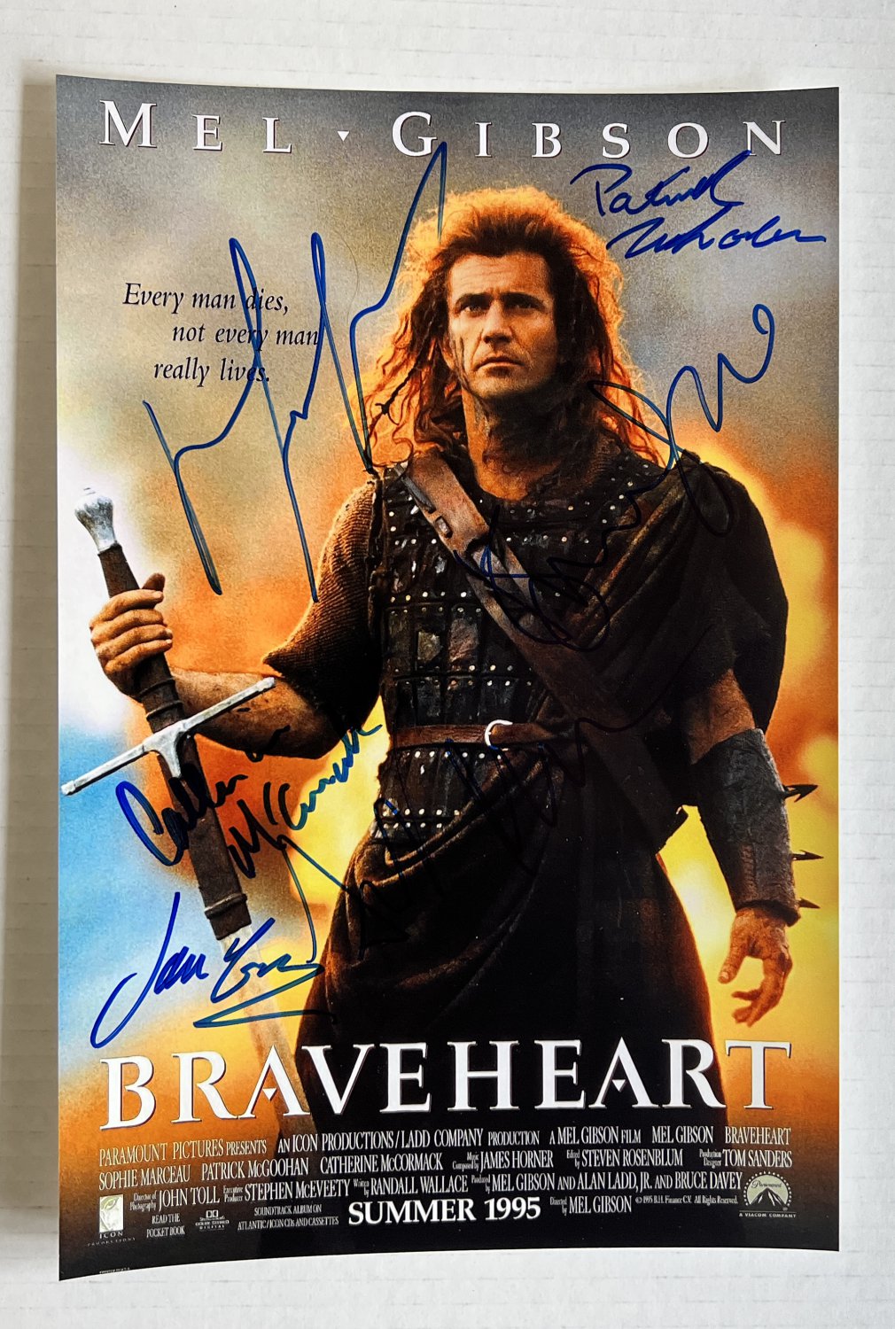 Braveheart Cast Signed Autographed 8×12 Photo Mel Gibson