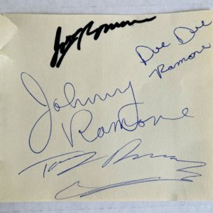 The Ramones band signed autographed 5×4 inch page Joey Johnny Dee Dee Ramone autographs Prime Autographs - Top Celebrity Signatures Celebrity Signatures