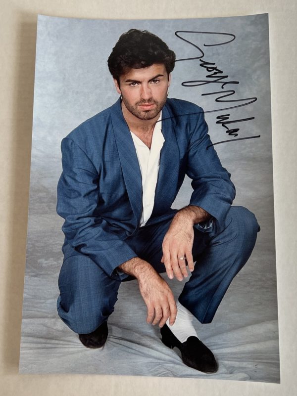 George Michael signed autographed 8×12 photo photograph Wham! autographs Prime Autographs - Top Celebrity Signatures Celebrity Signatures