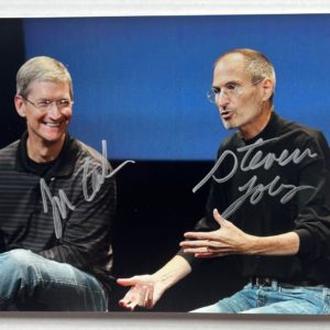 Steve Jobs and Tim Cook dual signed autograph 8×12 APPLE CEO Prime Autographs - Top Celebrity Signatures Celebrity Signatures