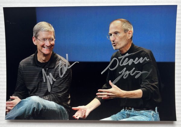 Steve Jobs and Tim Cook dual signed autograph 8×12 APPLE CEO Prime Autographs - Top Celebrity Signatures Celebrity Signatures