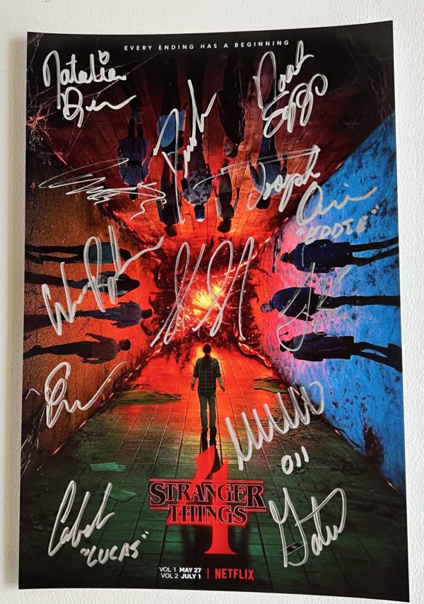 Stranger Things Season 4 cast signed 8×12 photo Brown Quinn Prime Autographs - Top Celebrity Signatures Celebrity Signatures