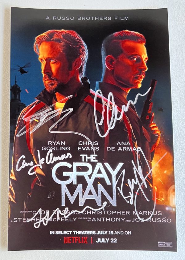 The Gray Man cast autograph 8×12 photo Evans Ryan Gosling Prime Autographs - Top Celebrity Signatures Celebrity Signatures