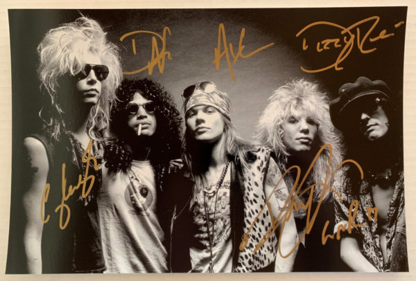 Guns N Roses band signed autographed 8×12 Axl Rose Slash Duff McKagan autographs Prime Autographs - Top Celebrity Signatures Celebrity Signatures