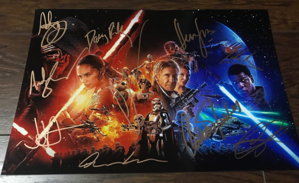 Star Wars The Force Awakens cast signed photo Ford Fisher Prime Autographs - Top Celebrity Signatures Celebrity Signatures