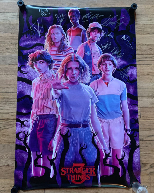 Stranger Things cast signed  34×22 poster Brown Harbour Prime Autographs - Top Celebrity Signatures Celebrity Signatures