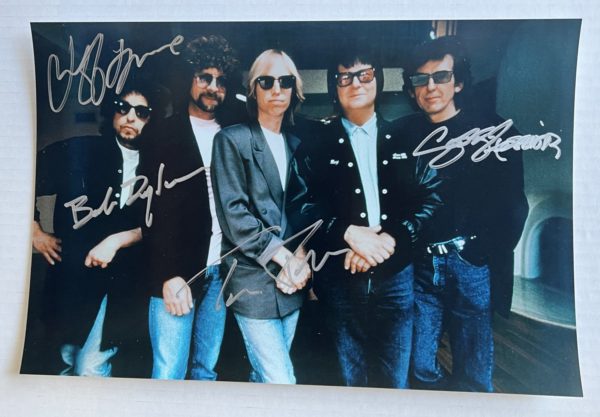 Traveling Wilburys band signed autographed 8×12 photo George Harrison Bob Dylan Tom Petty autographs Prime Autographs - Top Celebrity Signatures Celebrity Signatures