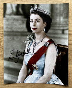 queen elizabeth II 2 signed autographed photo photograph autographs for sale